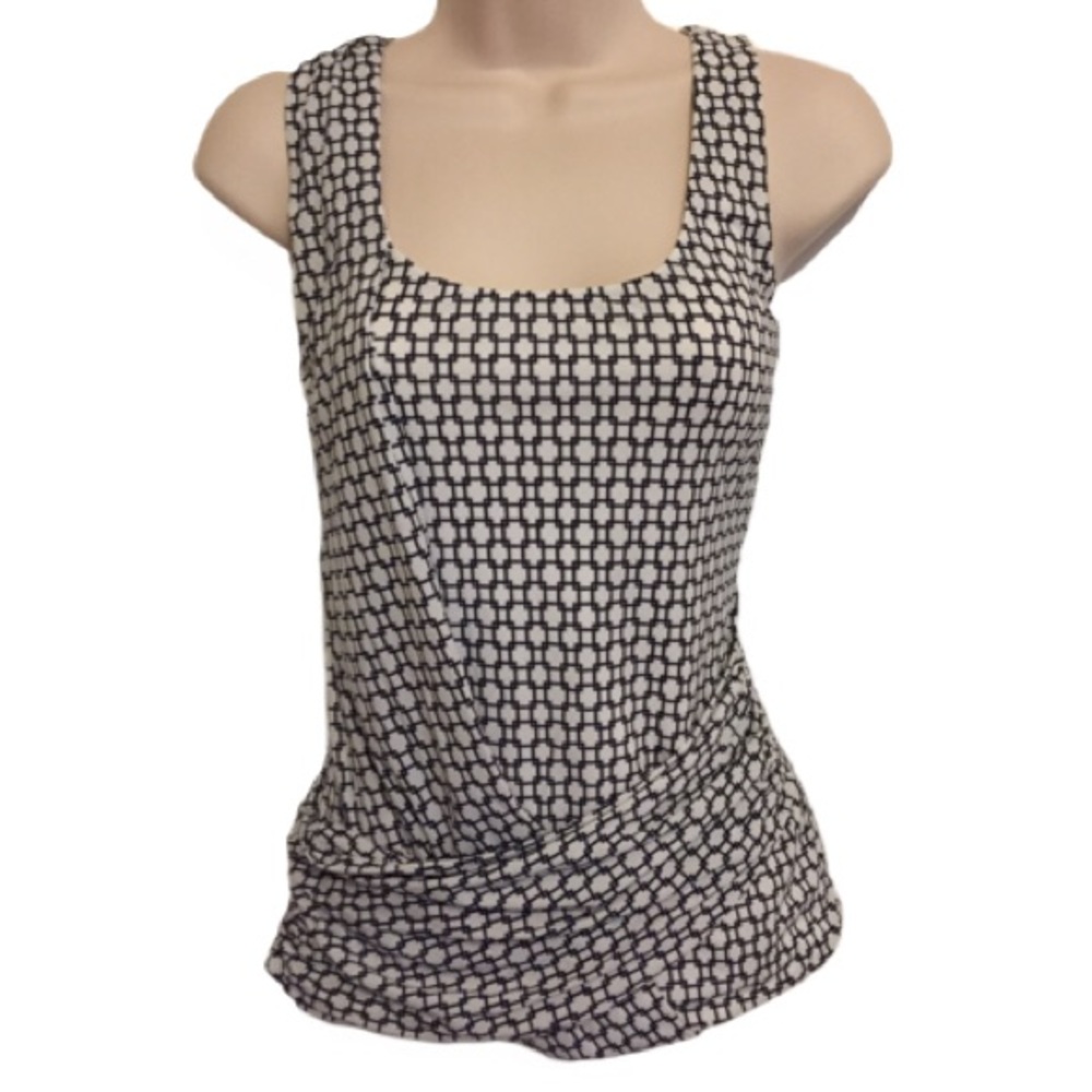 bebe Black and White Draped Top XS
